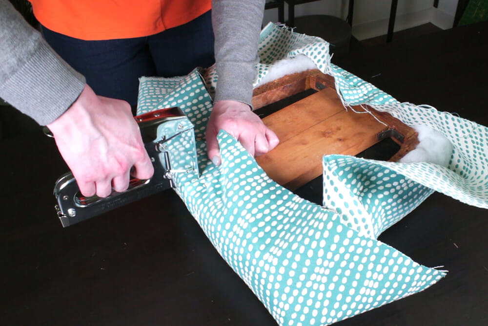 How to Reupholster Dining Chairs - DIY Tutorial - Step 3: Attach the upholstery fabric