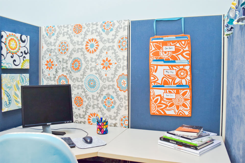 Cover cubicle walls in fabric using T-Pins!  Cubicle, Cubicle wall, Cubicle  decor office