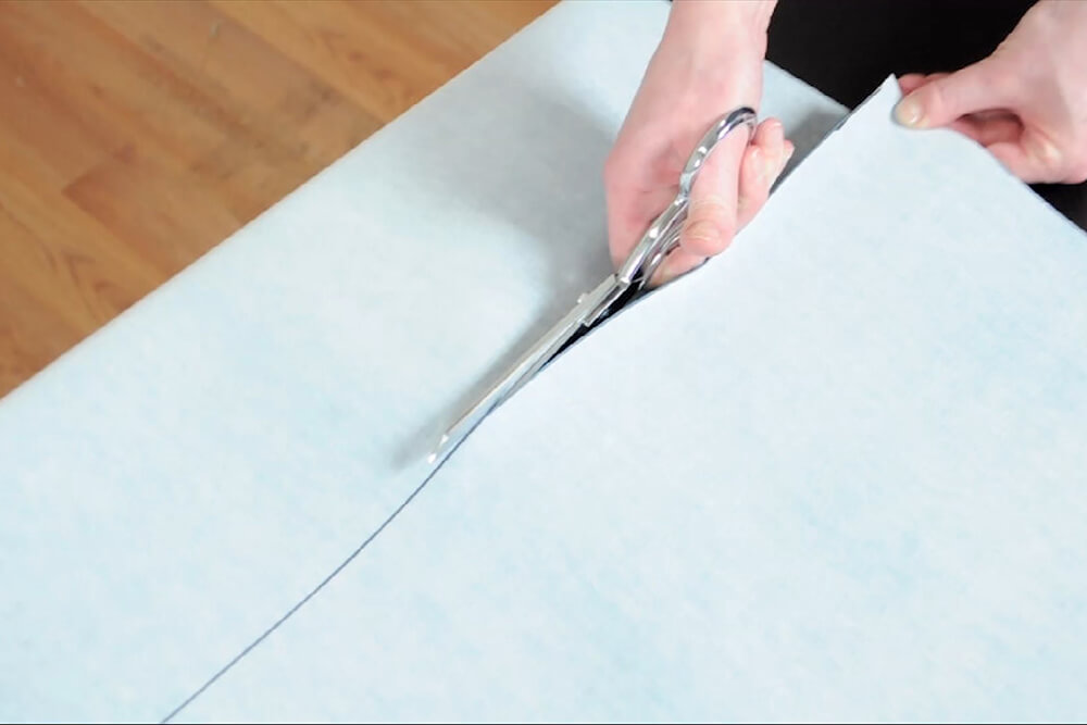 How to Cover a Side Table with Vinyl - Measure and cut the fabric