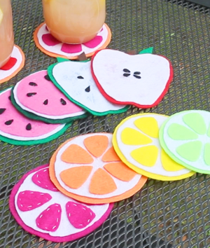 How to Make No Sew Felt Fruit Coasters